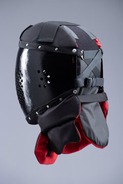 Black Buhurt Training Helmet with Dragon Design. Robust head protection designed for medieval combat sports and rigorous training.