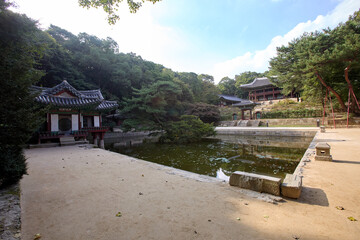 Changdeokgung Palace and Secret Garden (Huwon), UNESCO Heritage Site, Seoul, Korea, Geunjeongjeon Hall in Gyeongbokgung Palace,  South Korea, 한국 서울 경복궁 근정전 정면 사진 서울 창덕궁 인정전과 후원 (비원) 유네스코 세계문화유산