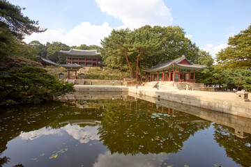 Changdeokgung Palace and Secret Garden (Huwon), UNESCO Heritage Site, Seoul, Korea, Geunjeongjeon Hall in Gyeongbokgung Palace,  South Korea, 한국 서울 경복궁 근정전 정면 사진 서울 창덕궁 인정전과 후원 (비원) 유네스코 세계문화유산