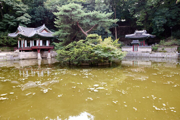 Changdeokgung Palace and Secret Garden (Huwon), UNESCO Heritage Site, Seoul, Korea, Geunjeongjeon Hall in Gyeongbokgung Palace,  South Korea, 한국 서울 경복궁 근정전 정면 사진 서울 창덕궁 인정전과 후원 (비원) 유네스코 세계문화유산
