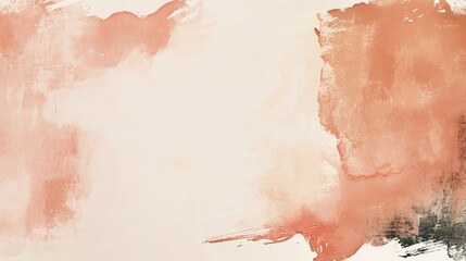 Fototapeta premium Artistic strokes of coral, beige, and black paint on canvas, textured abstract background