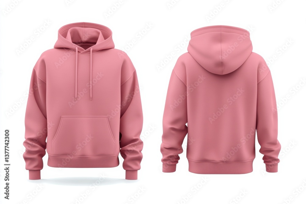 Poster stylish pink hoodie captured in studio with front and back views showcasing design and fabric detail