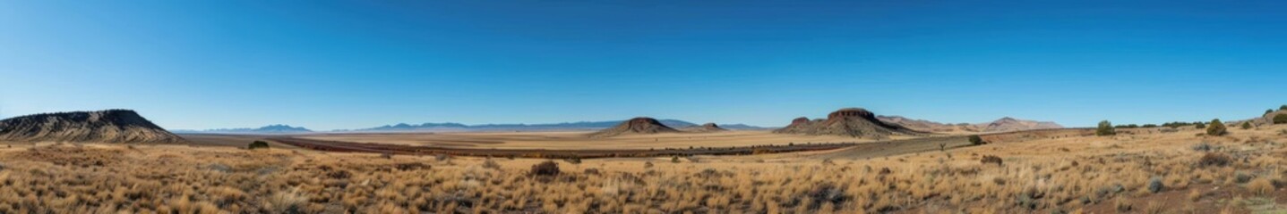 Naklejka premium Vast desert landscape under a clear blue sky