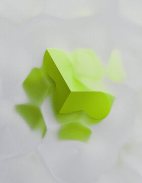 Abstract 3D rendering of a bright green geometric shape with soft, fluid forms
