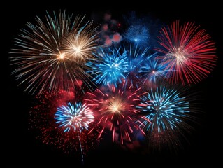 Colorful fireworks display in night sky