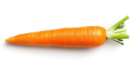 Fresh orange carrot with green tops, ideal for healthy dishes.