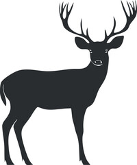 Obraz premium Silhouette of a deer with antlers, showcasing its elegant outline against a white background.