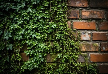 A brick wall covered in green ivy growing on it.
