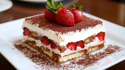 Delicious strawberry tiramisu for a summer dessert