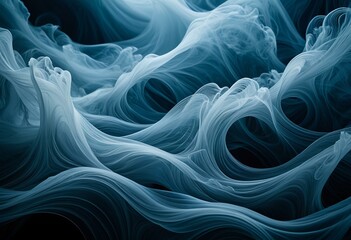 Obraz premium A blue and black abstract background with wavy lines.