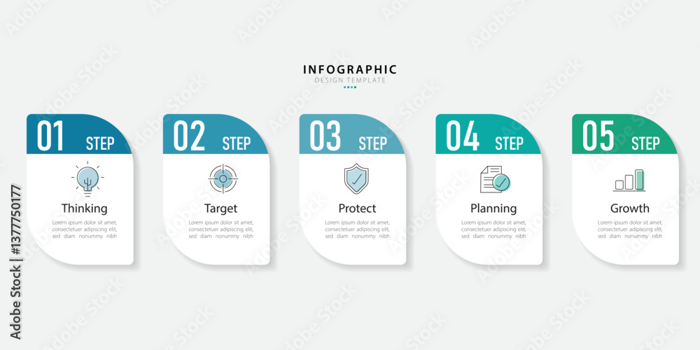 Poster timeline creator infographic template. 5 step timeline journey, calendar flat simple infographics de