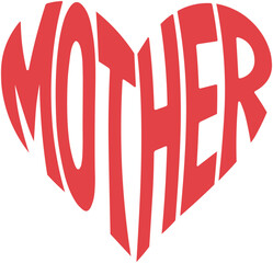 Illustration for Mother's Day of a heart formed with the word mother
