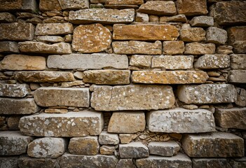 Obraz premium A stone wall with moss growing out of it.