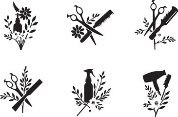  Elegant Floral Hair Stylist SVG Bundle | Barber & Salon Tools Clipart