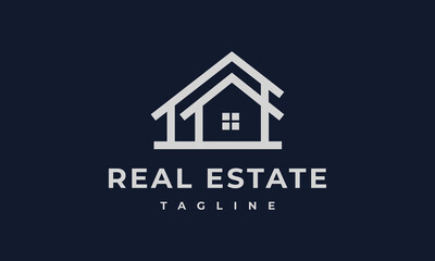 real estate logo vector illustration, house line art logo template