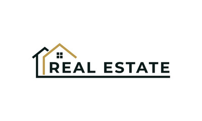 real estate logo vector illustration, house line art logo template