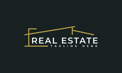 real estate logo vector illustration, house line art logo template