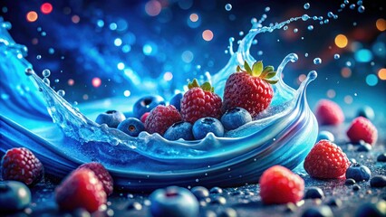 Abstract Blue Wave Food Photography Background, Digital Particle Art, Culinary Image,  Ocean Theme, Food Styling, Blue Food Photo Background