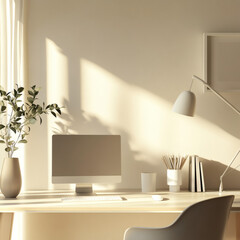 Serene Home Office: Sunlight, Style & Productivity
