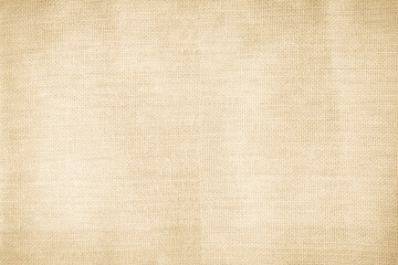 Brown sackcloth woven texture background in natural pattern. Jute hessian burlap, linen background in light beige cream color blank. Weaving canvas fiber line cotton cloth textured as organic.