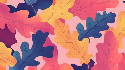 Fototapeta premium Autumn Oak Leaves Pattern. (49)