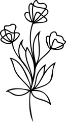 Flower botanical hand drawing simple element