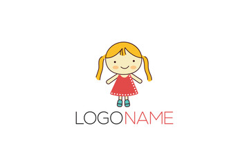 Logo design of a cute doll, symbolizing playfulness, childhood, and innocence with a friendly and charming character design.

