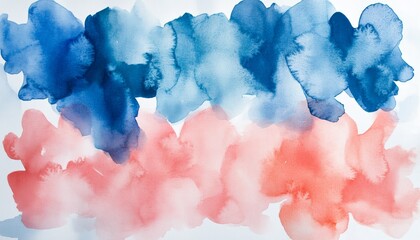 Fototapeta premium Abstract Watercolor Wash, Light Blue and Coral Design Element, Floral Inspired Art Print