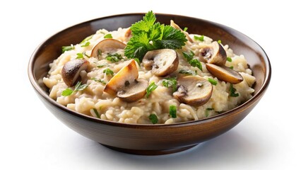 Creamy Mushroom Risotto Panoramic Food Photography - High-Resolution PNG Image