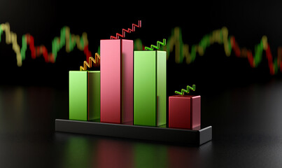 a minimalist representation of a stock market index using simple 3d bars.