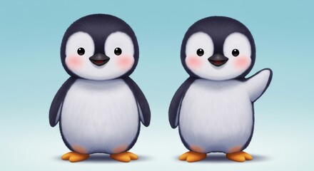 Fototapeta premium Two cute penguin figurines