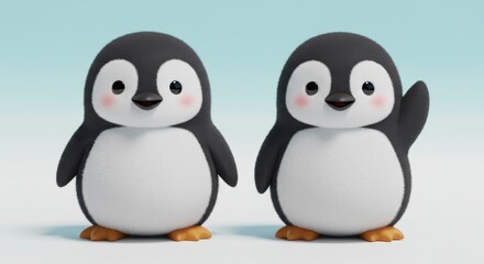 Obraz premium Cute penguin figurines pair