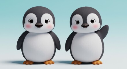 Fototapeta premium Cute penguin figurines pair