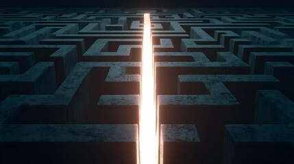 Light Cutting Through a Maze in a Mystical Atmosphere