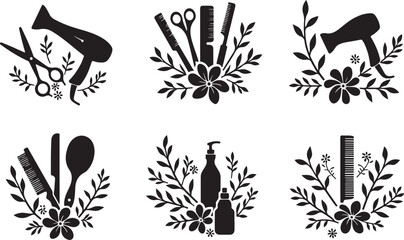  Elegant Floral Hair Stylist SVG Bundle | Barber & Salon Tools Clipart
