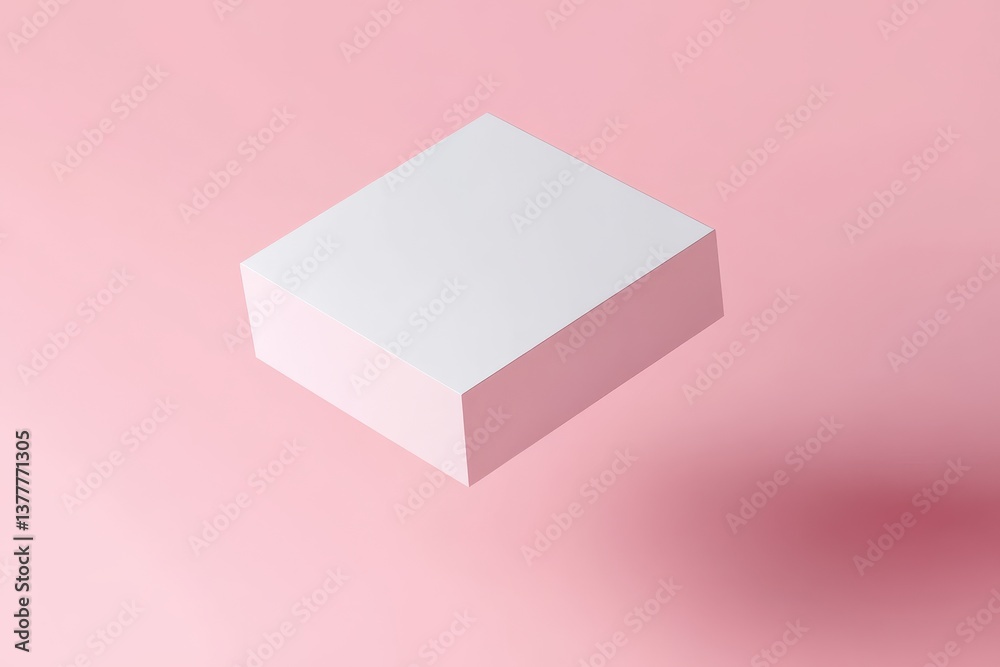 Aufkleber simple white box levitating against soft pink background showcasing minimalistic design and modern a