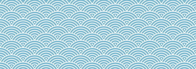 Abstract wave graphic. Japanese blue wave seamless pattern background. Decorative wallpaper. Oriental pattern design vector. Geometric and ornamental design.	
