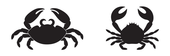 set of crab silhouette, outline vector illustration © Badman