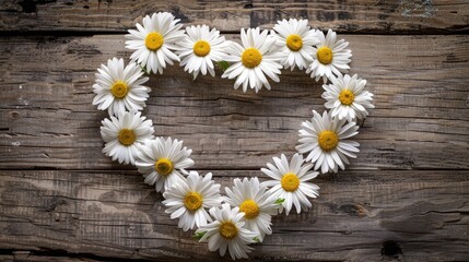 Obraz premium A heart-shaped arrangement of white daisies 