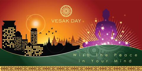 Abstract of Vesak Day. The Birthday, Enlightenment and Death of Lord Buddha that's one sign of Buddism. Buddhists called The Meditation Day or Jayanti Day. Background and banner concept.