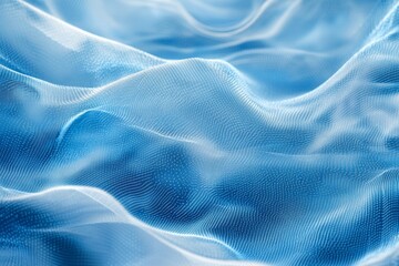 Obraz premium Abstract light blue wavy surface with a fine grid pattern creating a gentle undulating landscape