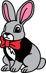 isolate illustration of Rabbit in tuxedo