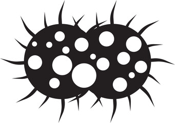 Silhouette set of vector illustrations of simple shapes of various virus icons and pictograms