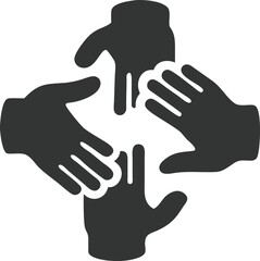 Four Hands Silhouette, Connection, Support, Solidarity On Transparent Background