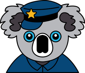 isolate illustration of Koala in a police uniform