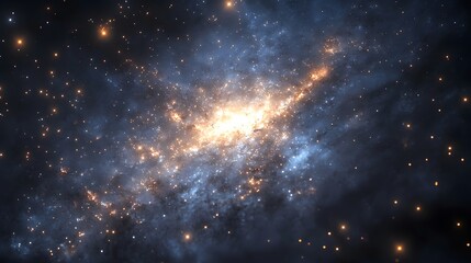 Obraz premium A breathtaking view of a galaxy with bright stars and swirling nebula clouds in the vast darkness