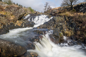 Fototapeta premium Waterfalls on the Buchan Burn, Glen Trool, Galloway Hills, Dumfries & Galloway, Scotland