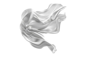 Fototapeta premium white silk satin cloth fabric floating flying isolated on white or transparent background.