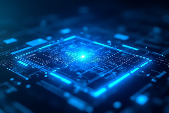 Digital data processing technology hub graphic visualization abstract environment close-up view