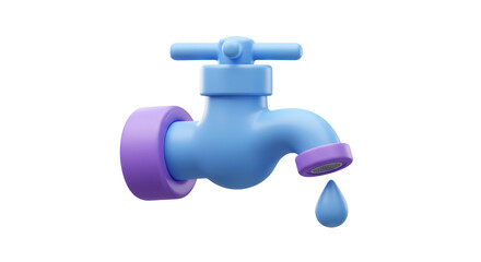 water tap with dripping running water icon 3d rendering vector illustration